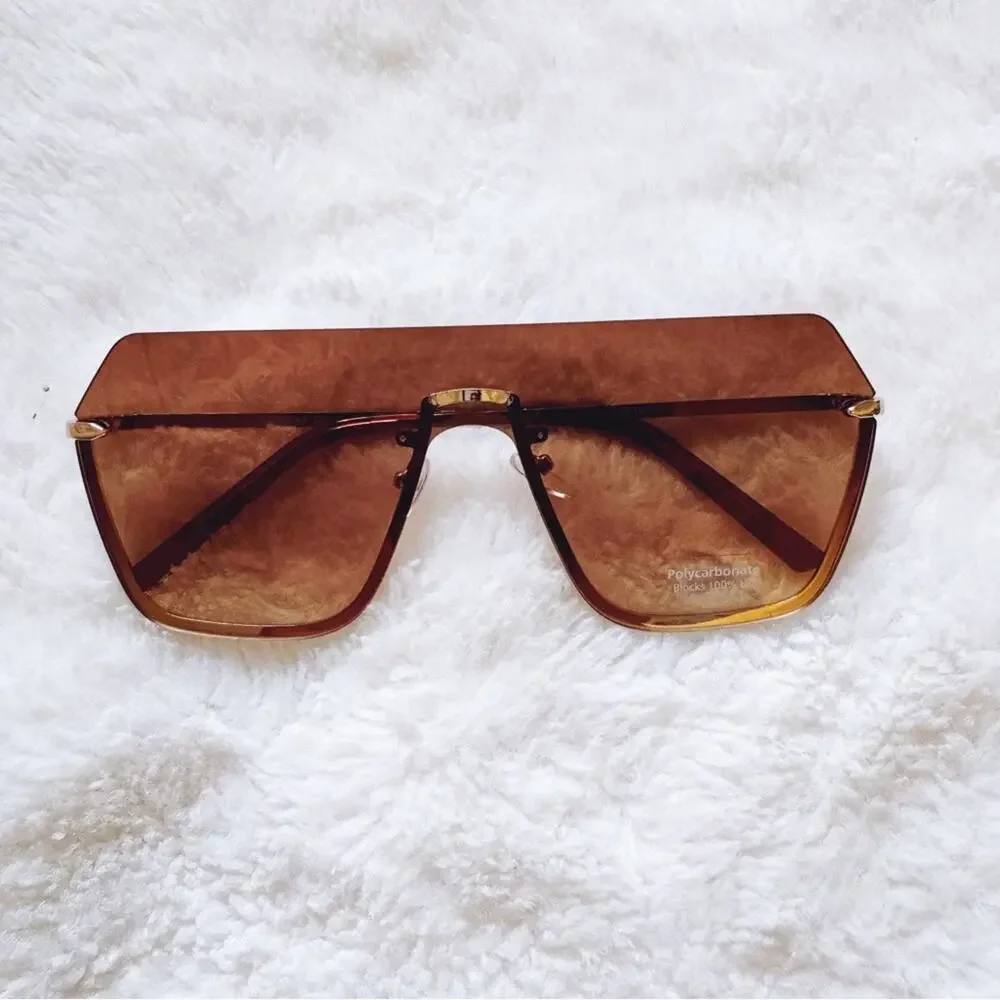 Kalia Clear Brown Rimless Sleek Sunglasses